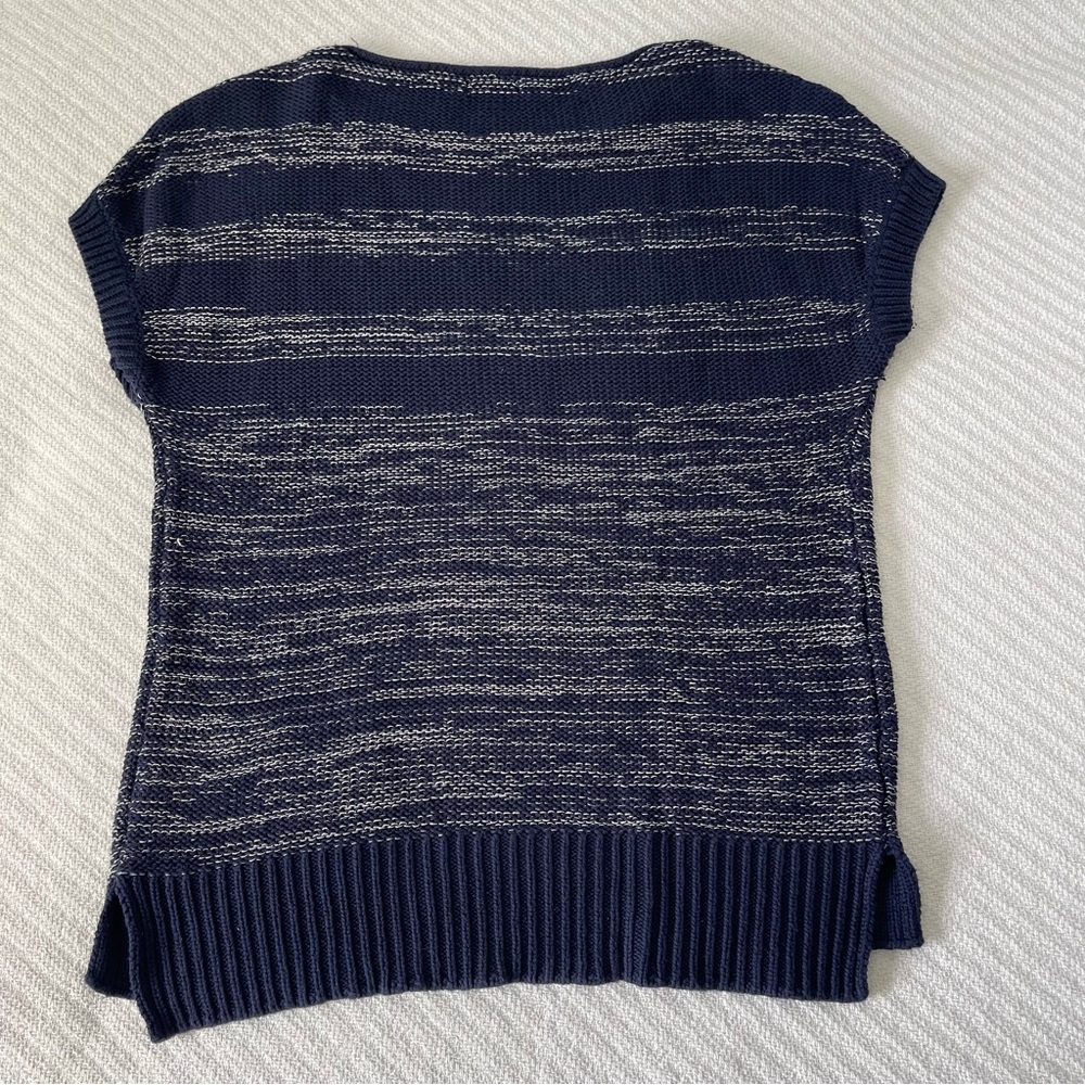 Gap Short Sleeved Sweater XS Navy Blue & Silver Casual Nautical Beach Coastal - Picture 3 of 13